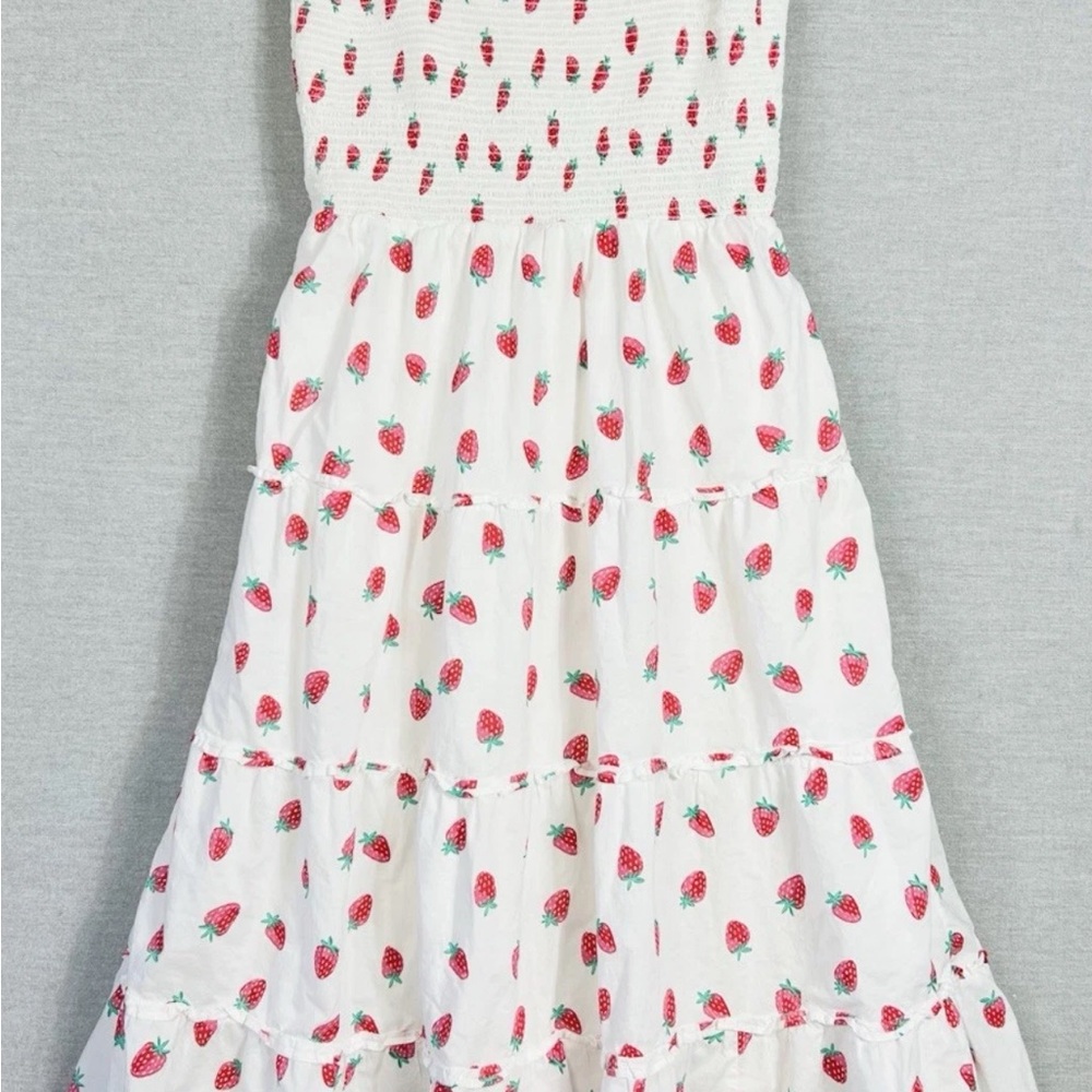 J. Crew Factory White Smocked Maxi Dress with Strawberry Print 🍓Size 2X - Picture 5 of 10